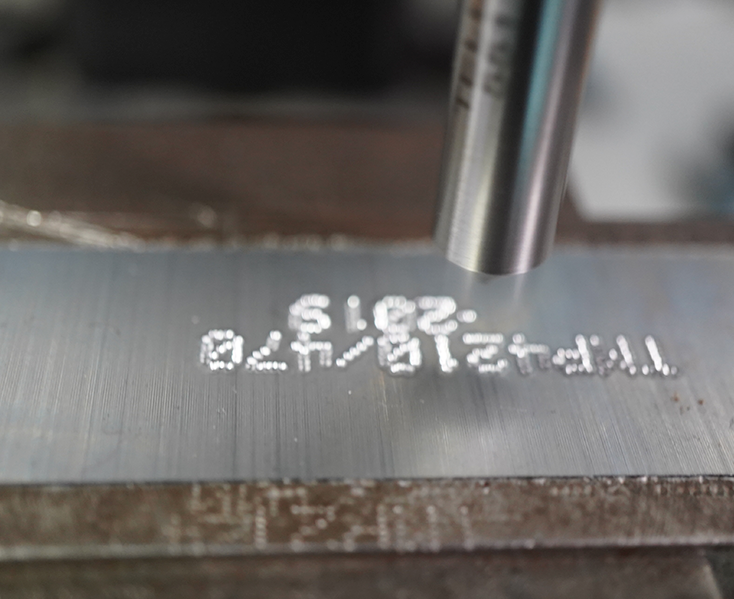 Pinstamp marking metal