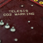 Material marked to say "Telesis CO2 Marking"