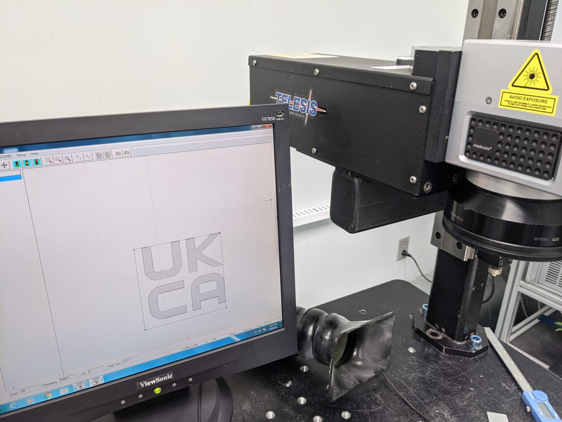 UKCA logo shown on Telesis laser software