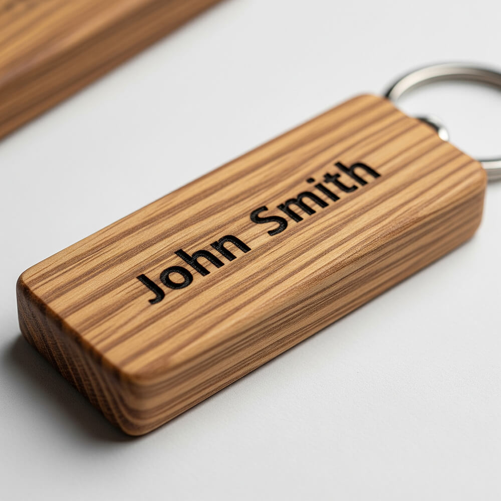 Wooden keychain personalized with name engraving